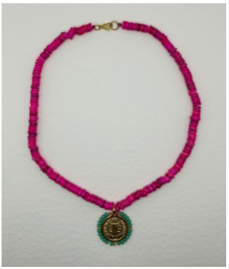 Gargantilla color San Benito Fucsia/Azul turquesa