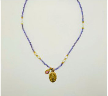 Gargantilla cristal facetado con milagrosa nube Lavanda/Dorado