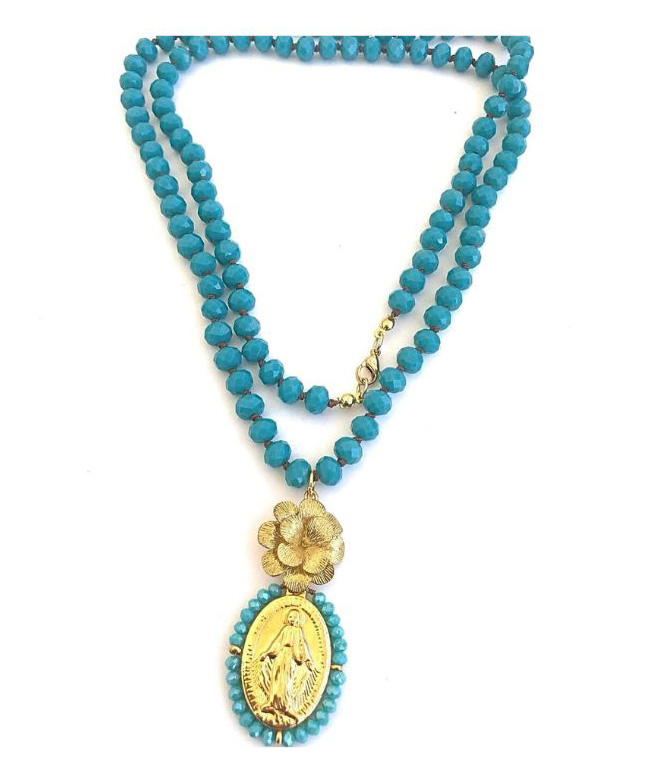 Collar largo de cristal facetado Milagrosa