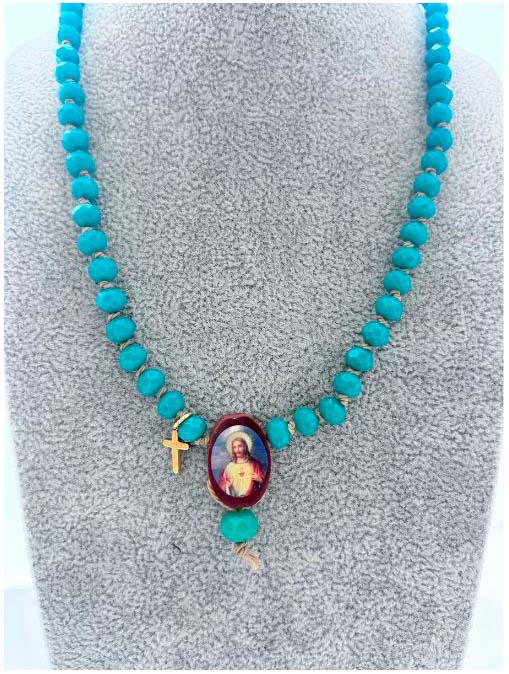 Collar gargantilla cristal con Sagrado Corazón
