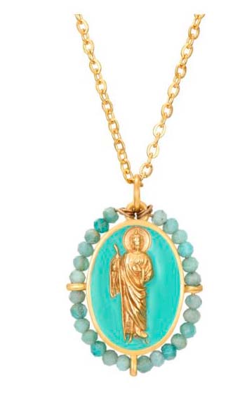 Collar San Judas Tadeo turquesa